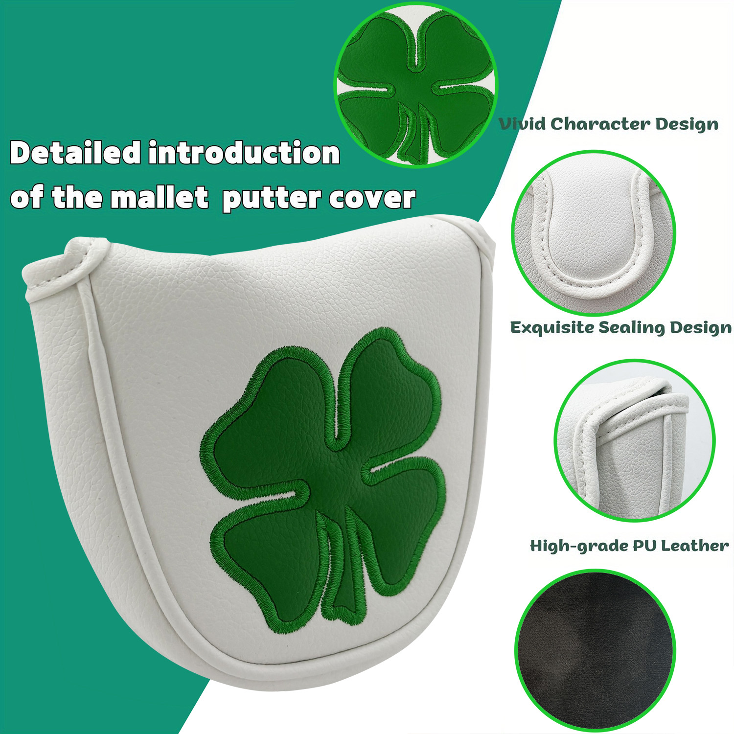 1pc Putter Head Cover, 'Clover - đánh giá và giá Golf Tees